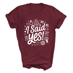 Load image into Gallery viewer, I Said Yes Adult Engagement T-Shirt Bride To Be Doodle Design Engaged Tee
