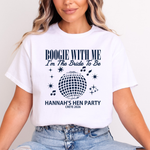 Load image into Gallery viewer, Boogie With Me I'm The Bride To Be Personalised Hen Party Shirts (Navy)
