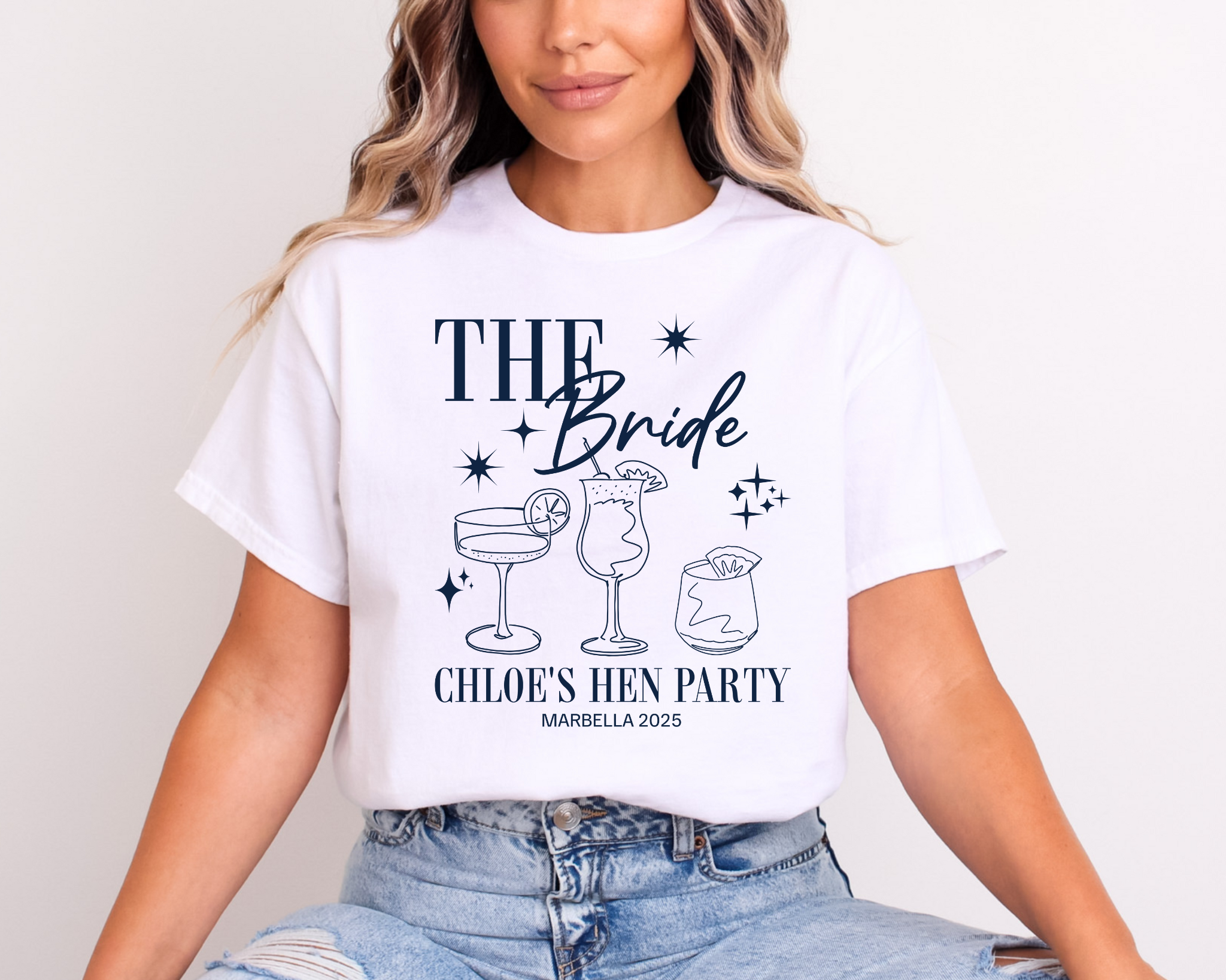 Personalised Hen Party Tshirts Bridal Party Shirts (Navy)