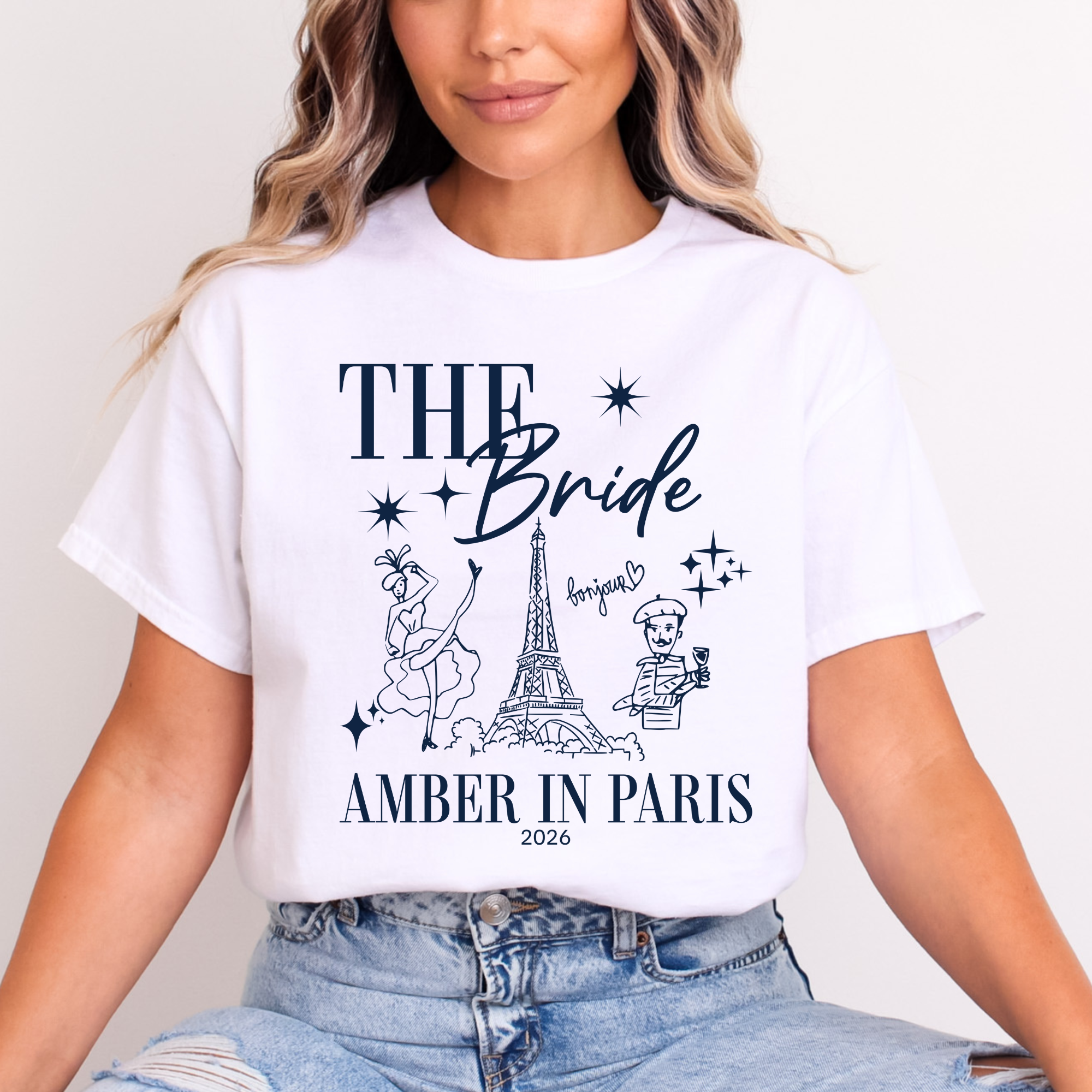 Personalised 'In Paris' Hen Party T-Shirts - Navy