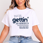 Load image into Gallery viewer, Gettin' Married Gettin' Rowdy Last Rodeo Personalised Hen Party T-Shirt Navy

