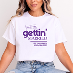 Load image into Gallery viewer, Gettin' Married Gettin' Rowdy Last Rodeo Personalised Hen Party T-Shirt Purple

