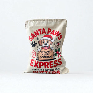 Personalised Dog Christmas Sack – Custom Name Recycled Cotton Gift Bag