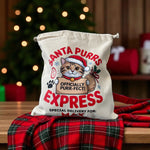Load image into Gallery viewer, Personalised Cat Christmas Sack – Custom Name Recycled Cotton Gift Bag
