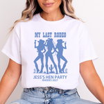 Load image into Gallery viewer, Personalised Last Rodeo Hen Party T-Shirts – Western Bridal Party Shirts
