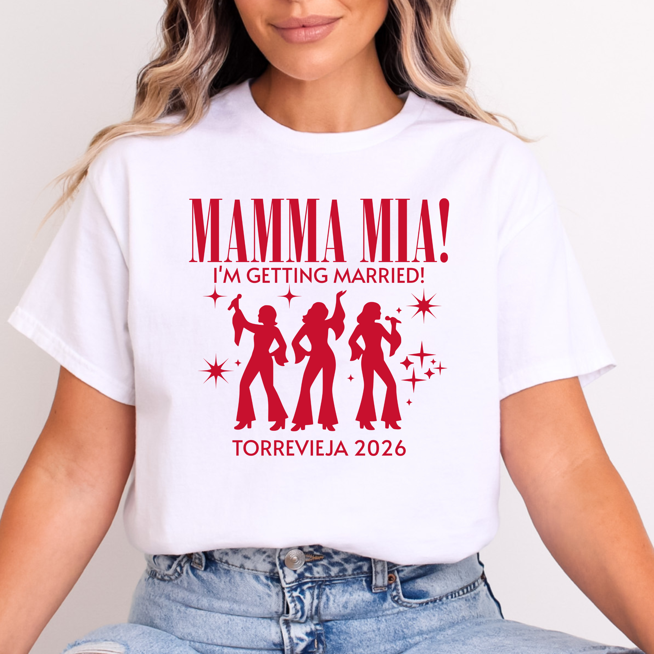 Personalised Hen Party Tshirts Mamma Mia Bridal Party Shirts (Pink)