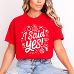 Load image into Gallery viewer, I Said Yes Adult Engagement T-Shirt Bride To Be Doodle Design Engaged Tee
