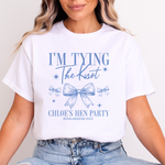 Load image into Gallery viewer, Personalised Hen Party T shirts Tying The Knot Bridal Party Shirts (Blue)

