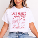 Load image into Gallery viewer, Last Spritz As A Miss Personalised Hen Party T-Shirts Red
