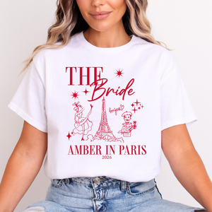 Personalised 'In Paris' Hen Party T-Shirts - Red