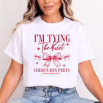 Load image into Gallery viewer, Personalised Hen Party T shirts Tying The Knot Bridal Party Shirts (Red)
