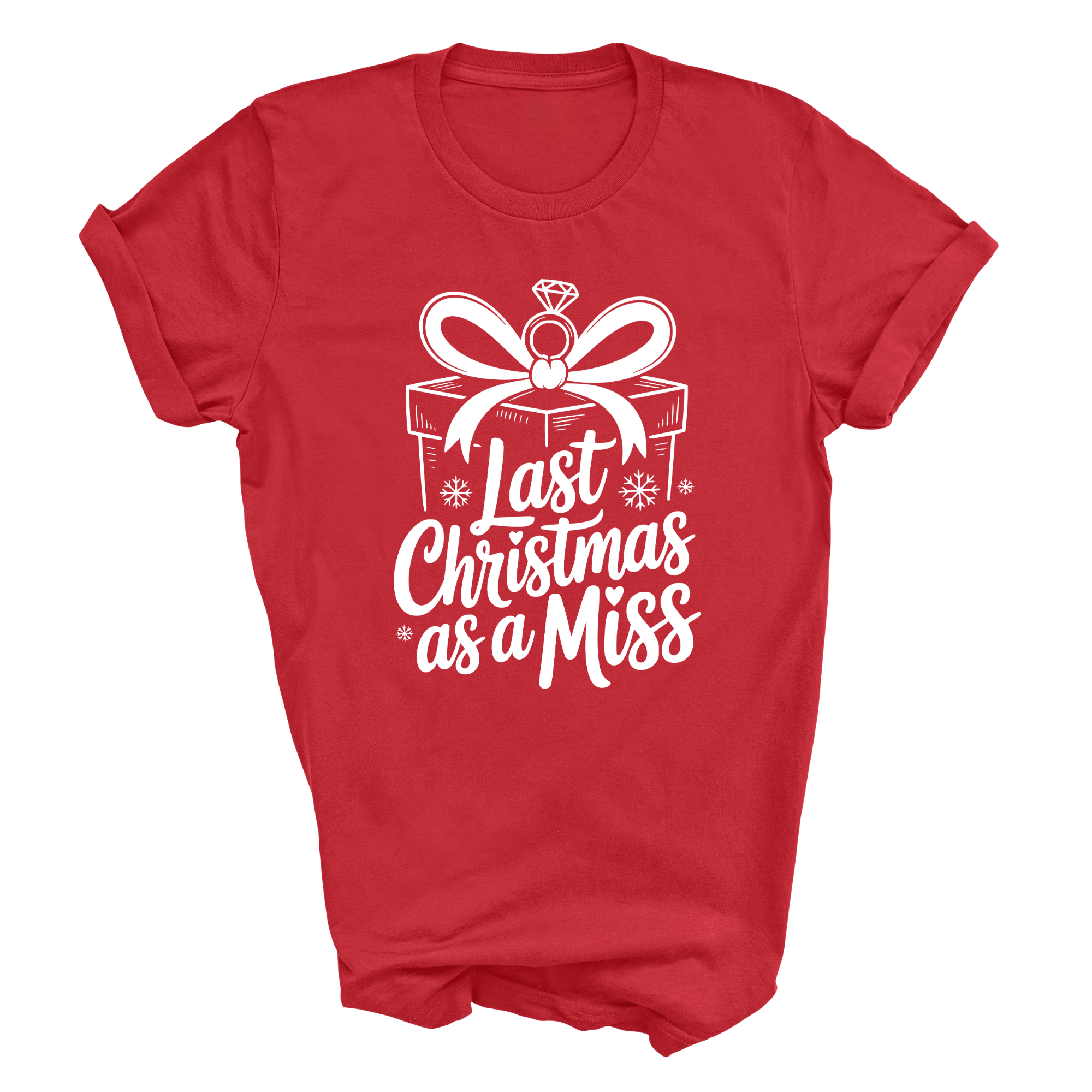 Last Christmas As A Miss T-Shirt Ladies Festive Bride-to-Be T-Shirt