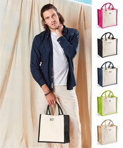 Personalised Small Initial Monogram Jute Tote Bag