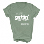 Load image into Gallery viewer, Gettin' Married Gettin' Rowdy Last Rodeo Personalised Hen Party T-Shirt Sage
