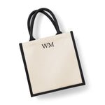 Load image into Gallery viewer, Personalised Small Initial Monogram Jute Tote Bag
