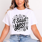 Load image into Gallery viewer, I Said Yes Adult Engagement T-Shirt Bride To Be Doodle Design Engaged Tee
