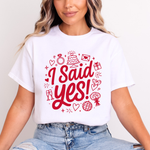 Load image into Gallery viewer, I Said Yes Adult Engagement T-Shirt Bride To Be Doodle Design Engaged Tee
