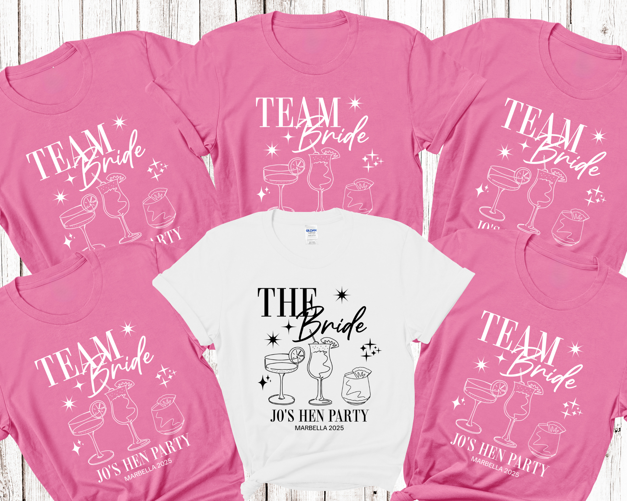 Personalised Hen Party Tshirts Bridal Party Shirts (Pink)