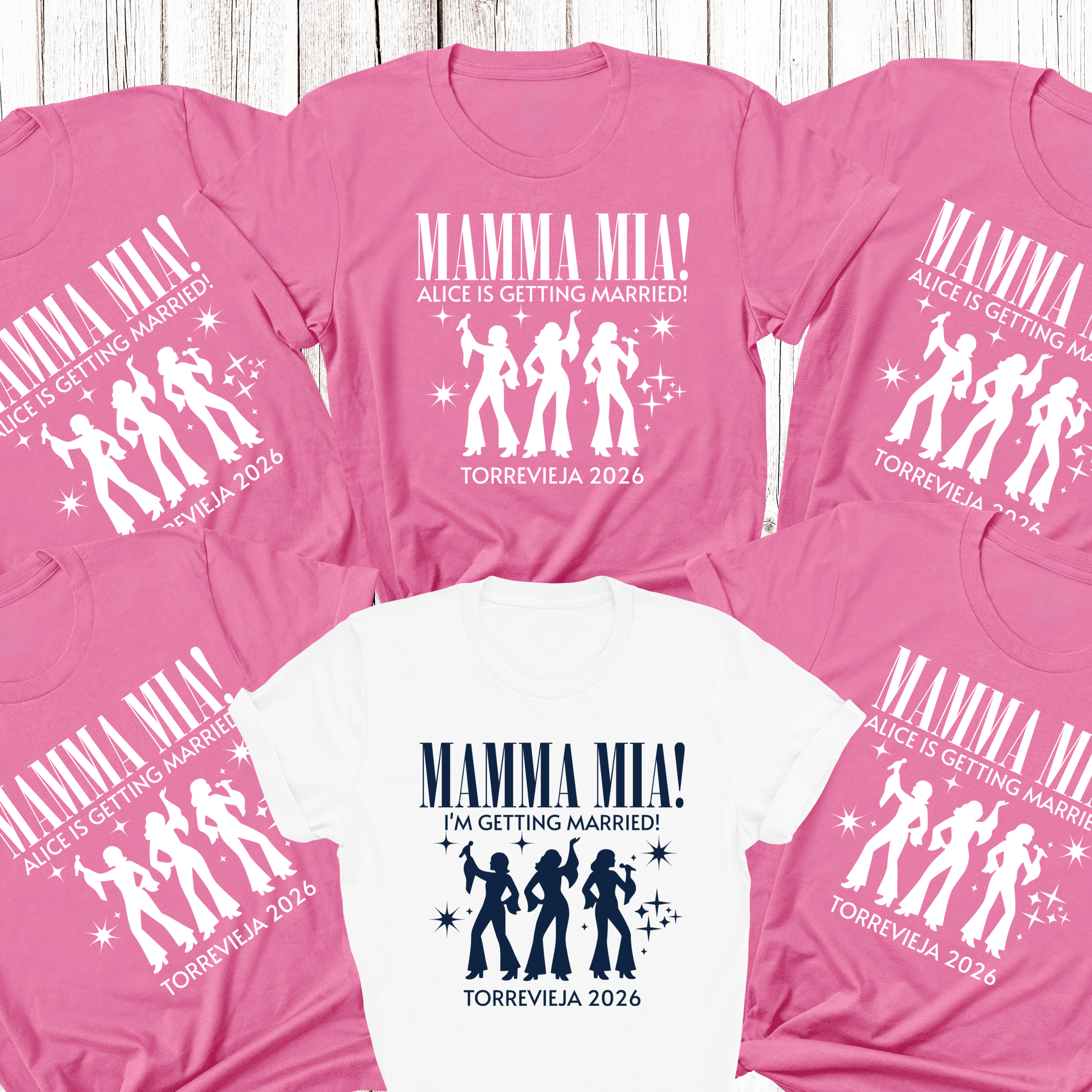 Personalised Hen Party Tshirts Mamma Mia Bridal Party Shirts (Azalea)
