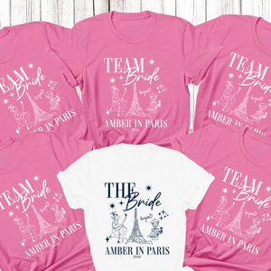 Personalised 'In Paris' Hen Party T-Shirts - Azalea