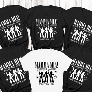 Personalised Hen Party Tshirts Mamma Mia Bridal Party Shirts (Black)