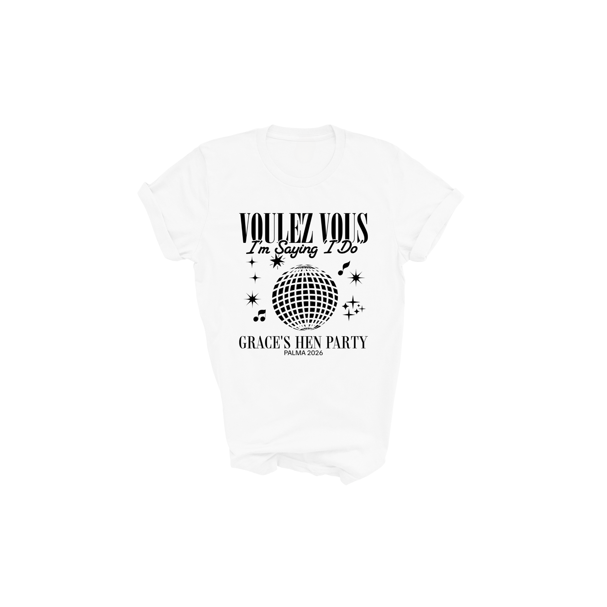 Personalised Hen Party Tshirts Disco Voulez Vous Saying I Do Bridal Party Shirts (Sand)