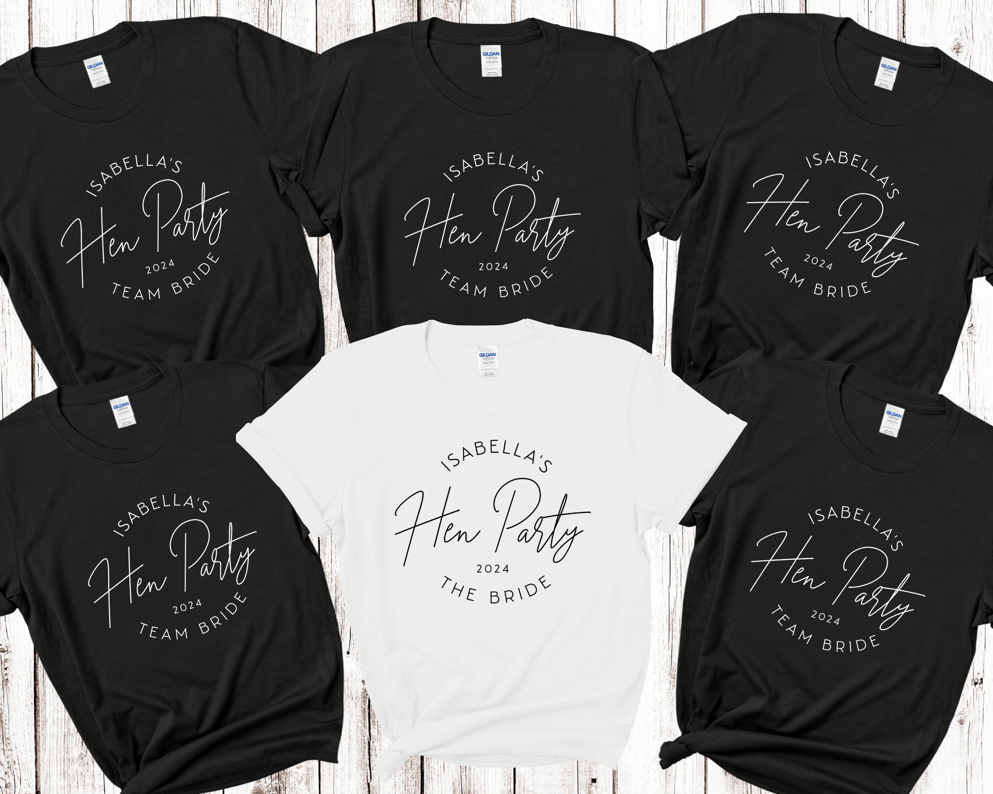 Personalised Bride Team Bride Hen Party T-Shirts A4