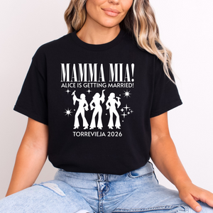 Personalised Hen Party Tshirts Mamma Mia Bridal Party Shirts (Black)