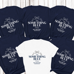 Load image into Gallery viewer, Something Blue Crew Personalised Hen Party T-Shirt Navy
