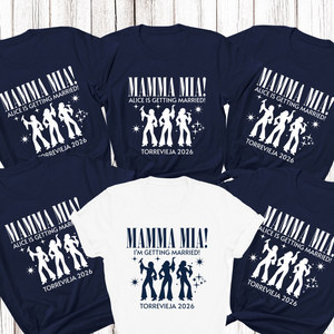 Personalised Hen Party Tshirts Mamma Mia Bridal Party Shirts (Navy)