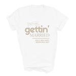 Load image into Gallery viewer, Gettin' Married Gettin' Rowdy Last Rodeo Personalised Hen Party T-Shirt Sand
