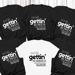 Load image into Gallery viewer, Gettin' Married Gettin' Rowdy Last Rodeo Personalised Hen Party T-Shirt Black
