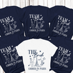 Load image into Gallery viewer, Personalised &#39;In Paris&#39; Hen Party T-Shirts - Navy
