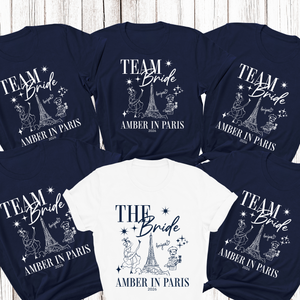 Personalised 'In Paris' Hen Party T-Shirts - Navy
