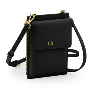 Personalised Initials Faux Leather Crossbody Phone Pouch Bag