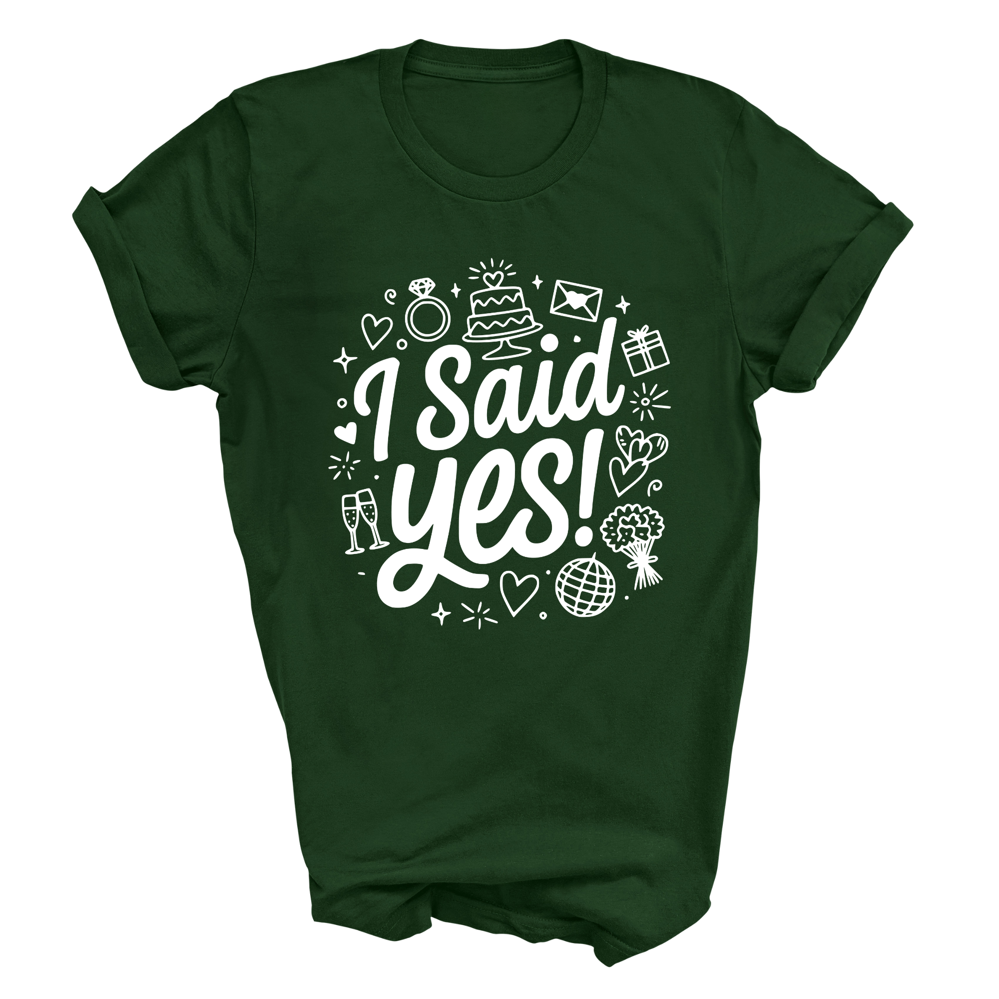 I Said Yes Adult Engagement T-Shirt Bride To Be Doodle Design Engaged Tee