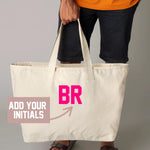 Load image into Gallery viewer, Personalised Initials Oversized Canvas Tote Bag
