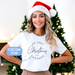 Load image into Gallery viewer, First Christmas Engaged 2025 Unisex T-Shirt Ladies

