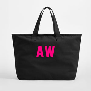 Personalised Initials Oversized Canvas Tote Bag