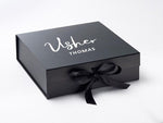 Load image into Gallery viewer, Personalised Groomsman / Usher Large BLACK Gift Box

