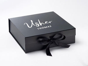 Personalised Groomsman / Usher Large BLACK Gift Box