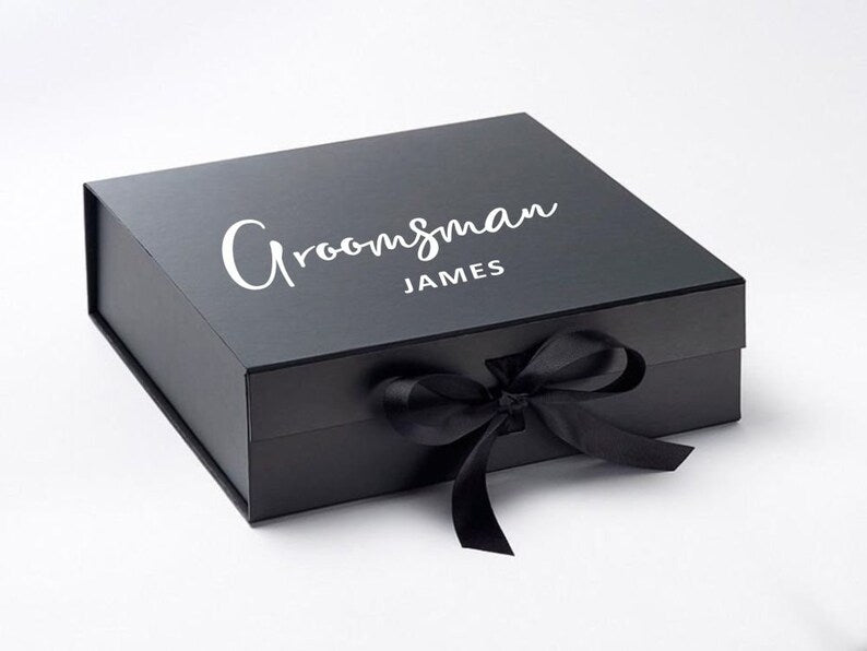 Personalised Groomsman / Usher Large BLACK Gift Box