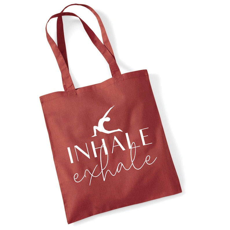 Inhale Exhale Lightweight Cotton Yoga Tote Bag