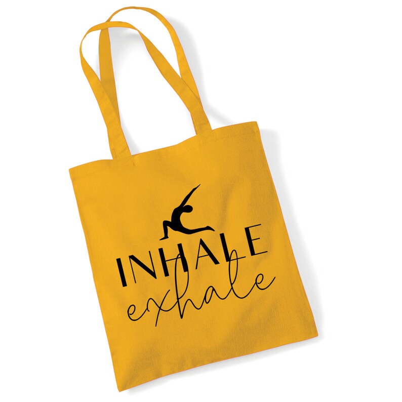Inhale Exhale Lightweight Cotton Yoga Tote Bag
