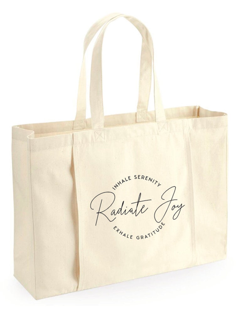 Inhale Serenity Gratitude Joy Organic Yoga Tote Bag