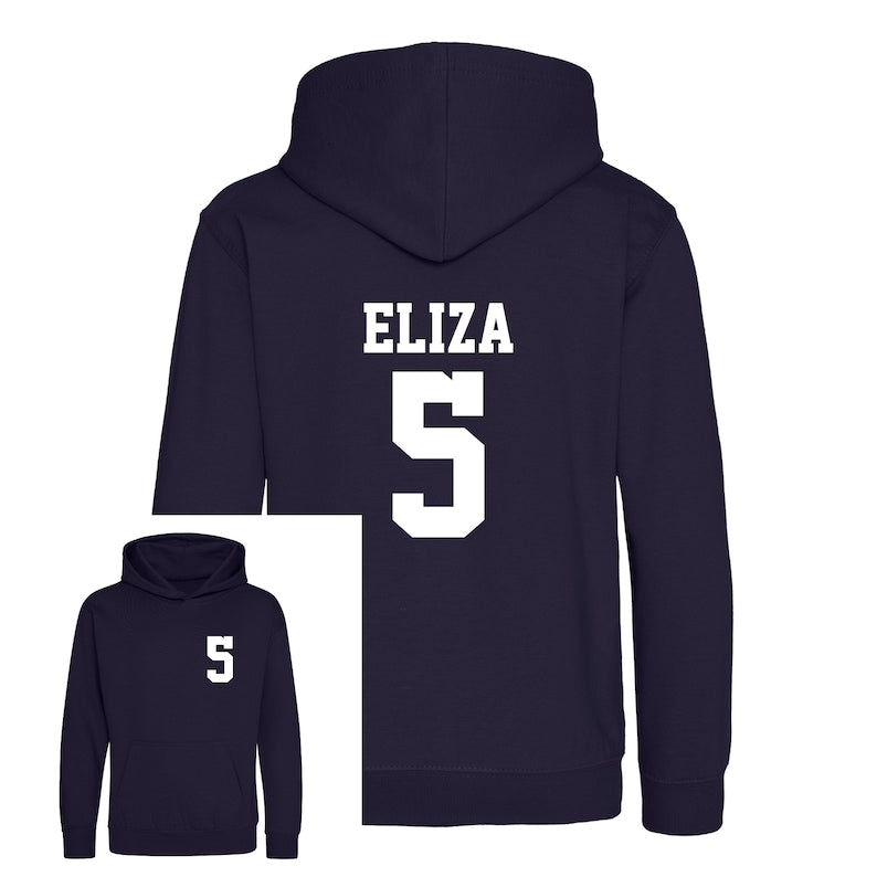 Kids Personalised Sport Hoodie Team Kit NAME & NUMBER