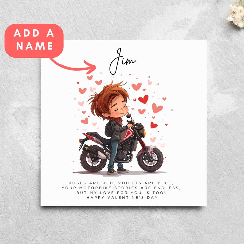 Personalised Motorbike Lover Valentine's Day Card