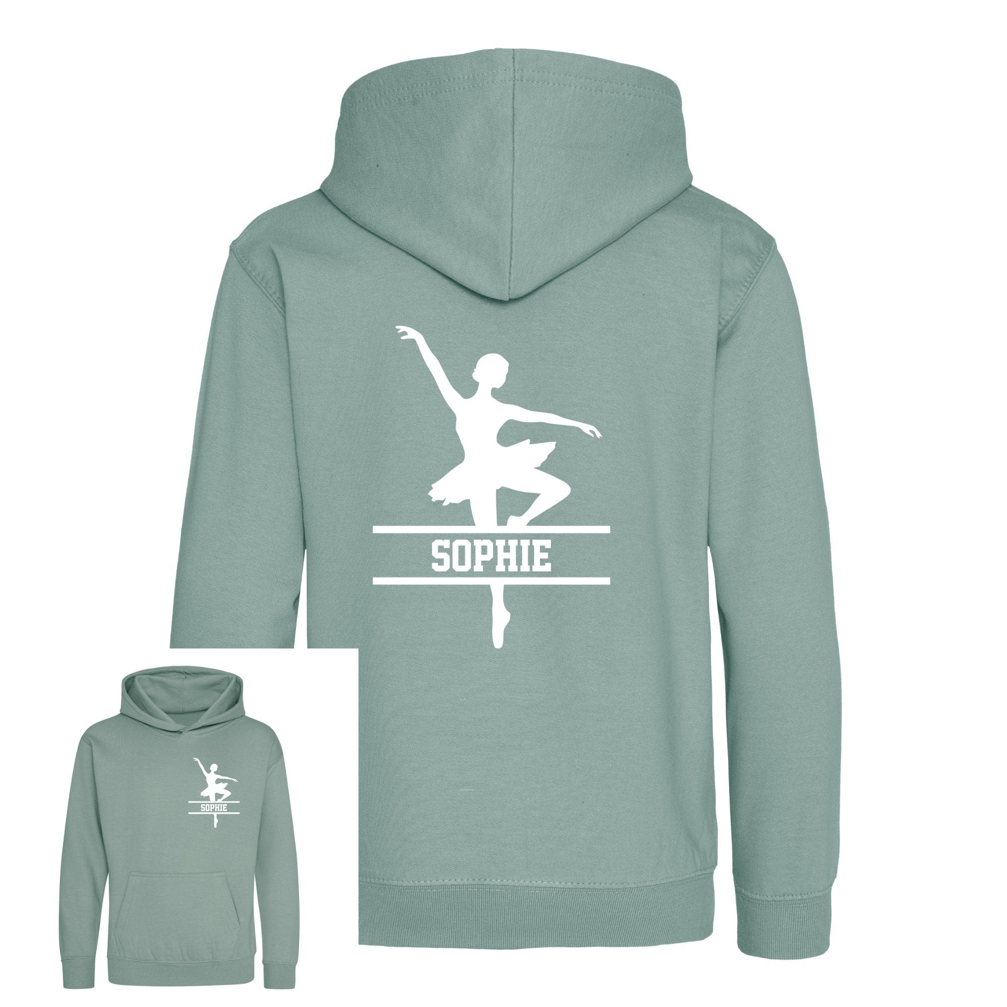 Personalised Ballerina Kids Hoodie - Custom Name Front & Back