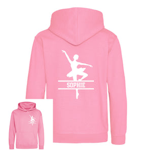 Personalised Ballerina Kids Hoodie - Custom Name Front & Back