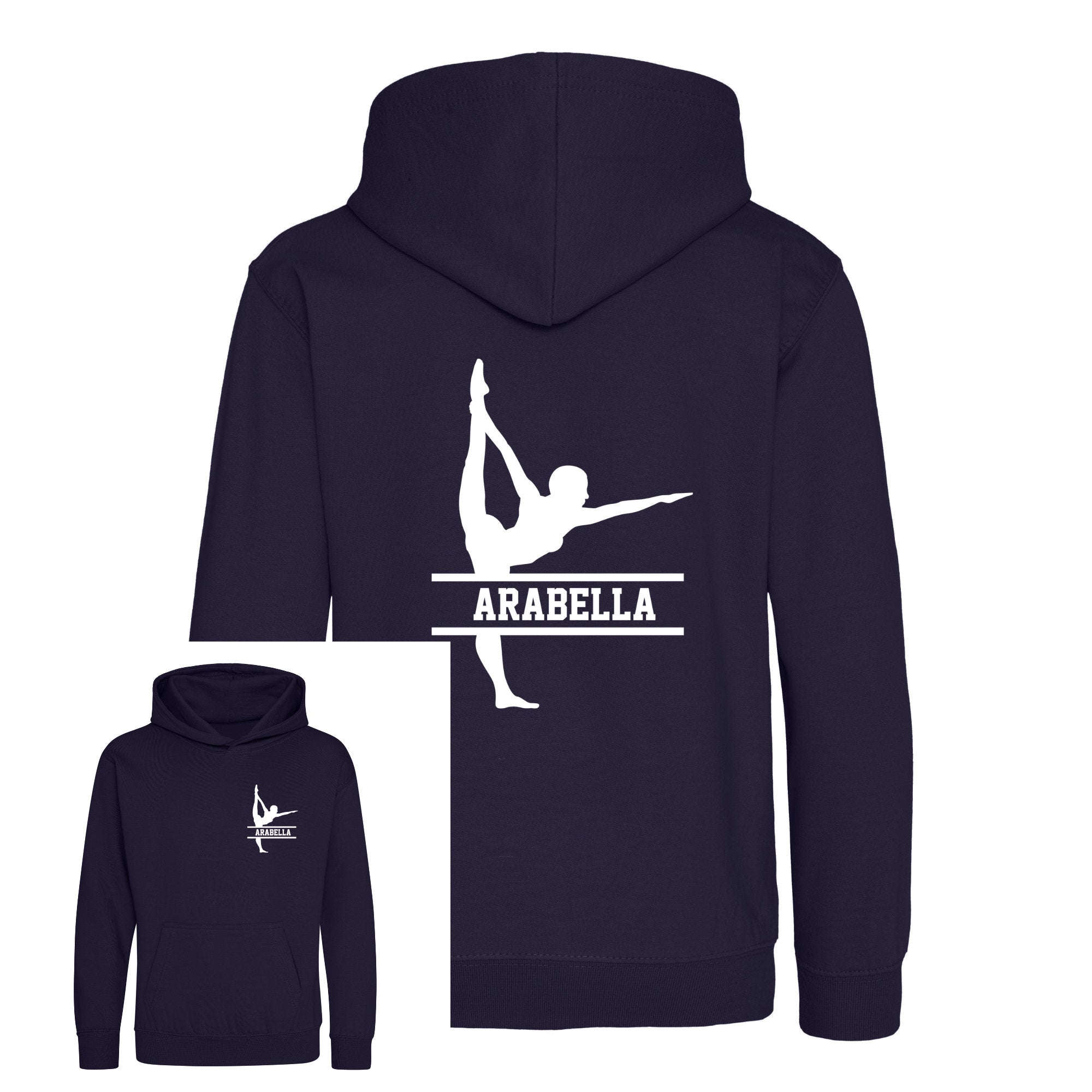 Personalised Gymnast Dance Kids Hoodie - Custom Name Front & Back